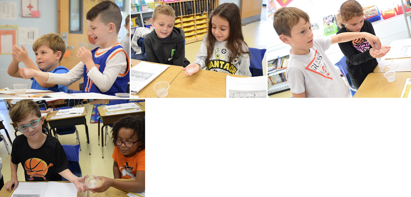 collage of photos with kids experimenting with ice